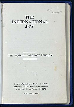 Portada histórica de la obra The International Jew.
