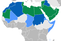 Mapa del dominio lingüístico del árabe