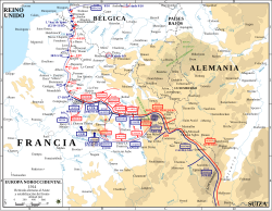 Mapa del frente occidental y la carrera hacia el mar
