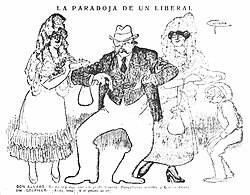 Caricatura de la época que muestra al Conde de Romanones.
