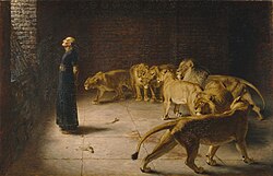 Representación de Daniel en la fosa de los leones