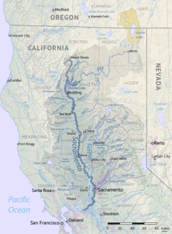 Mapa de la cuenca del río Sacramento