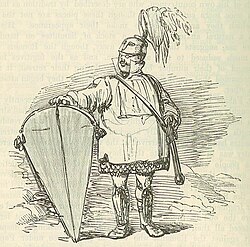 Representación artística de un soldado samnita según la obra Comic History of Rome