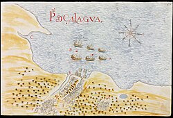 Ilustración histórica donde los españoles repelen un desembarco en Salagua