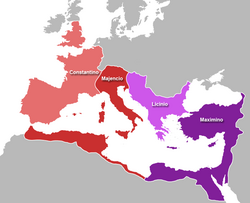 Mapa del Imperio romano en 311