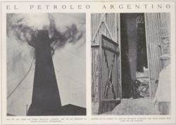 Ilustración de pozos de petróleo argentinos en 1921