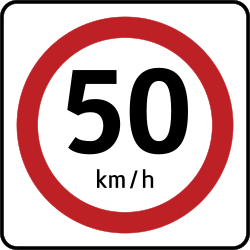 Señal de límite de velocidad de 50 km/h
