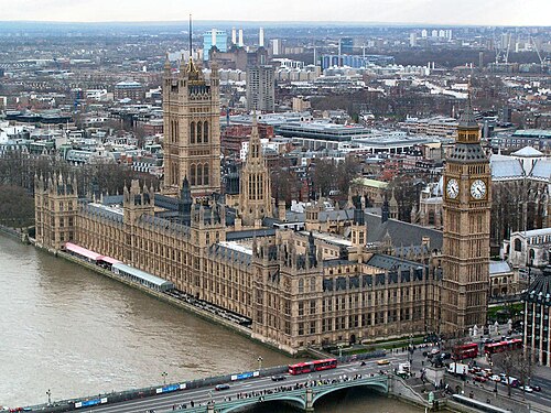 Vista del Palacio de Westminster desde una cabina del London Eye