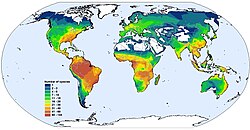 Mapa global que ilustra la distribución de la diversidad y las zonas de riesgo para los anfibios.