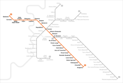 Mapa esquemático de la Línea A del Metro de Roma