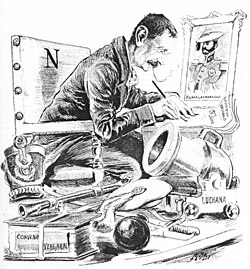 Caricatura de Benito Pérez Galdós realizada por Moya en Canarias Cómico en 1898