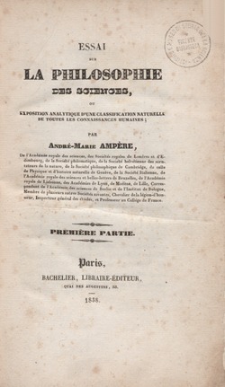 Portada de Essai sur la philosophie des sciences