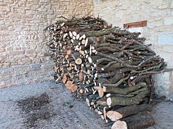 Leña de encina apilada