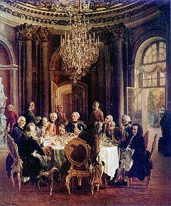 Voltaire en la corte de Federico II de Prusia.