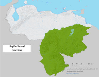 Mapa de la región de la Guayana Venezolana