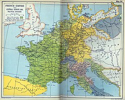 Departamentos del Reino de Italia en 1811 en violeta.