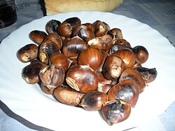 Castañas asadas preparadas para su consumo