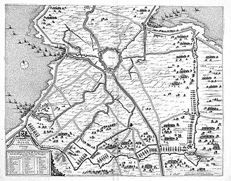 Mapa histórico del sitio de Hulst por Joan Blaeu