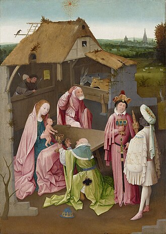Pintura al óleo La Adoración de los Reyes atribuida al taller de El Bosco