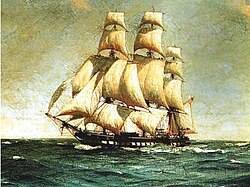 Ilustración de una fragata clásica de vela de la clase Magicienne