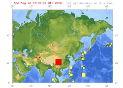 Mapa que muestra la ubicación del epicentro del terremoto