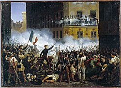 Representación de los combates en las calles de París