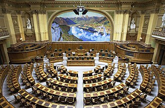 Salón de sesiones del Consejo Nacional de Suiza en Berna