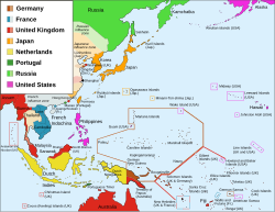 Mapa de las posesiones coloniales alemanas en el Pacífico antes de 1914