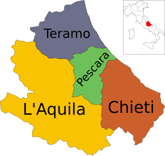 Mapa de las provincias de los Abruzos