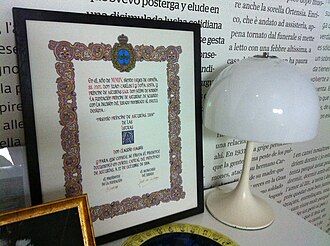 Diploma del premio concedido a Claudio Magris