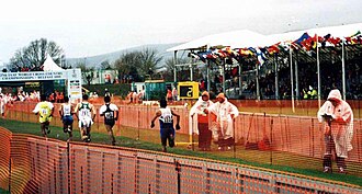 Cuentavueltas y recta de meta en un campeonato internacional.