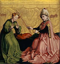 Detalle del Altar Heilsspiegel con la escena de Ester ante Asuero