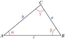 Triángulo con lados a, b y c