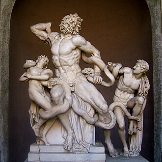 Laocoonte y sus hijos en el Museo Pio-Clementino del Vaticano