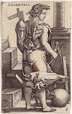 Alegoría de la geometría, de Hans Sebald Beham (s. XVI).