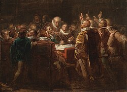 Pintura del siglo XIX que representa la firma del acta