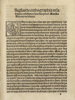 Portada de las Reglas de orthographia