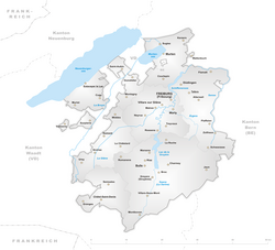 Mapa de los distritos del Cantón de Friburgo