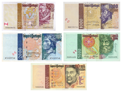 Billetes de la última serie del escudo portugués