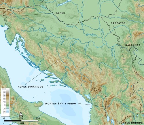 Mapa geográfico de Yugoslavia