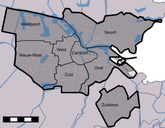 Mapa o representación de los distritos de Ámsterdam
