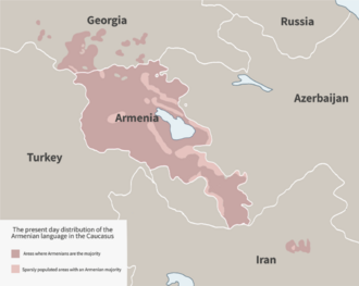 Mapa de la extensión del idioma armenio