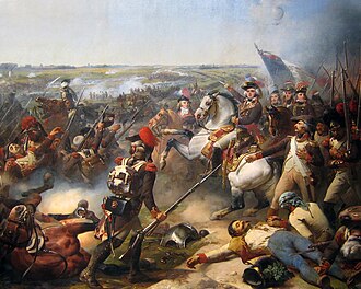 Representación artística de la Batalla de Fleurus según Jean Baptiste Mauzaisse