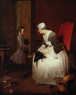 Pintura La institutriz de Jean Siméon Chardin.