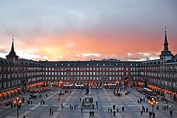 Crepúsculo en la Plaza Mayor de Madrid