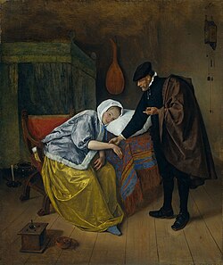 El médico y su paciente, siglo XVII