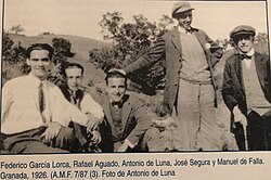 Excursión realizada en Granada por Federico García Lorca y amigos en 1926