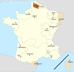 Mapa de los Parlamentos en 1789