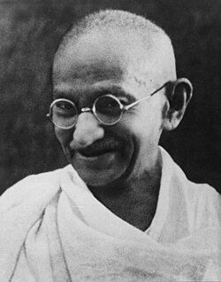 Retrato de Mahatma Gandhi.