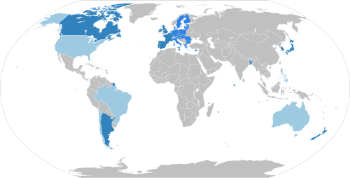 Mapa de países con declaraciones de emergencia climática